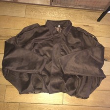 WOMENS BROWN FAUX SUEDE BOMBER