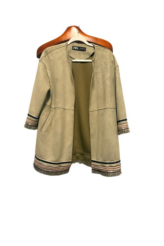Zara tan faux suede contrast - zara,
