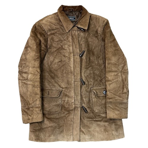 Vintage suede leather coat - leather,