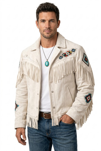 Beaded fringe suede - suede, jacket